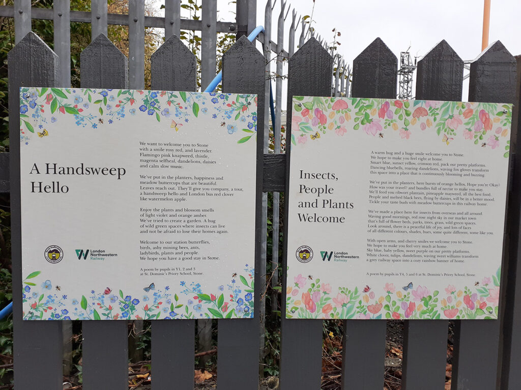 Picture showing the two new posters displaying the group poem's created for display at Stone Station.